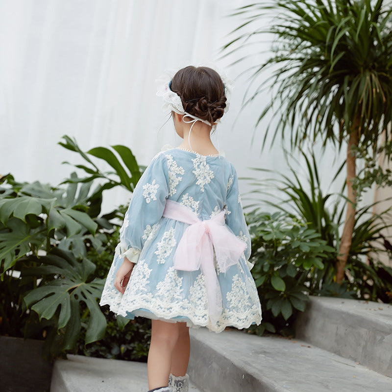 Kleinkind-Abendkleid, Lolita-Kleid für kleine Mädchen, Spitze, Blumenmuster, Puffärmelkleid, Kommunionskleid, Blumenmädchenkleid, Prinzessinnenkleid 