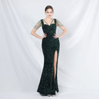Formal settings fleece bead sheet handmade beaded long evening dress