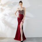Evening dress host evening dress night show long fishtail suspender dress banquet car model long dress