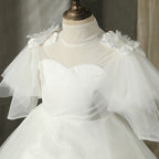 Little Girl First Communion Dress Girl Princess Dress White Puffy Baptism Communion Dress