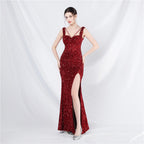 The new celebrity star stunning the audience handmade beaded long evening dress