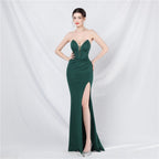 Classical court fishbone vest waist off-the-shoulder suspender evening dress