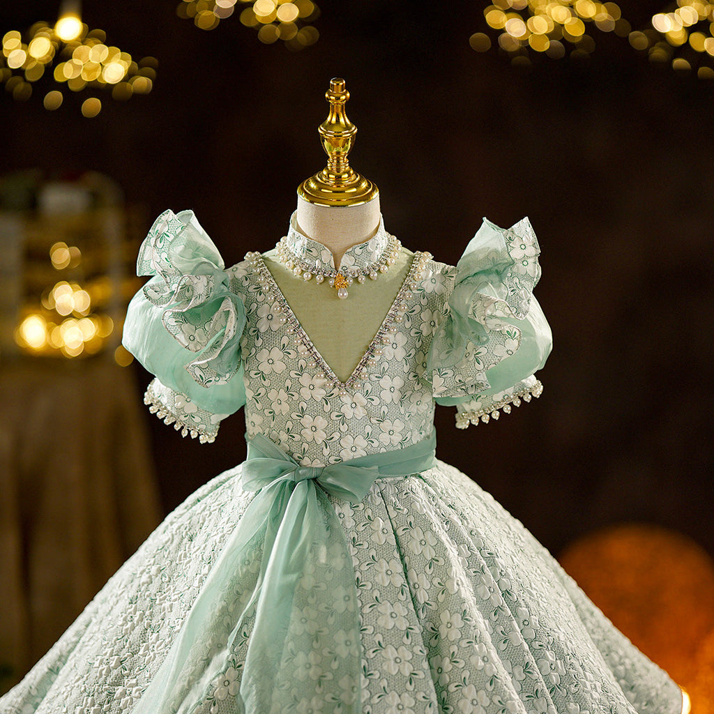 Grünes Paillettenkleid für Babys und Kleinkinder – Prinzessinnenkleid für Geburtstage 