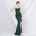 Court fish bone vest waist heavy industry craftsmanship beaded tube top sling high-end evening dress