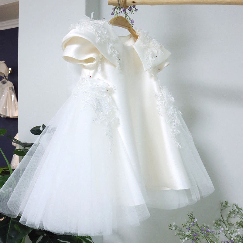 Elegante vestido de primera comunión para niña, vestidos de bautizo para niña pequeña 