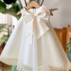 Vestido de primera comunión para niña, vestido formal de princesa, vestido de verano con lazo para fiesta de cumpleaños 