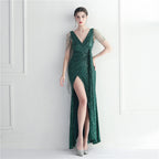 Handmade beaded dress celebrity car model dinner performance long evening dress