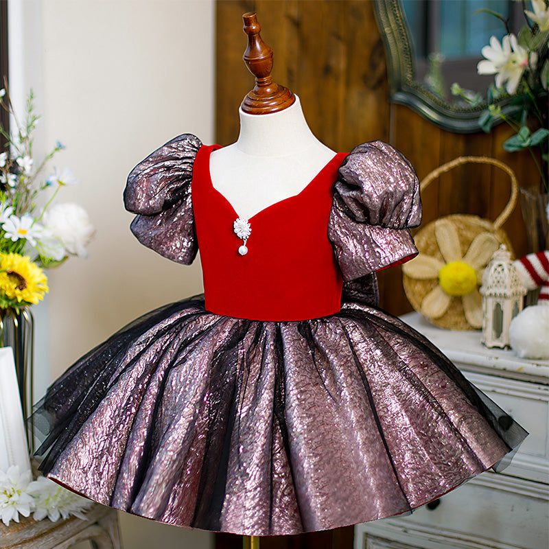 Babykleid für Mädchen, Kleinkinder, Sommerkleid, Kommunionskleid, Vintage-Kleid mit Puffärmeln, Geburtstagskleid 