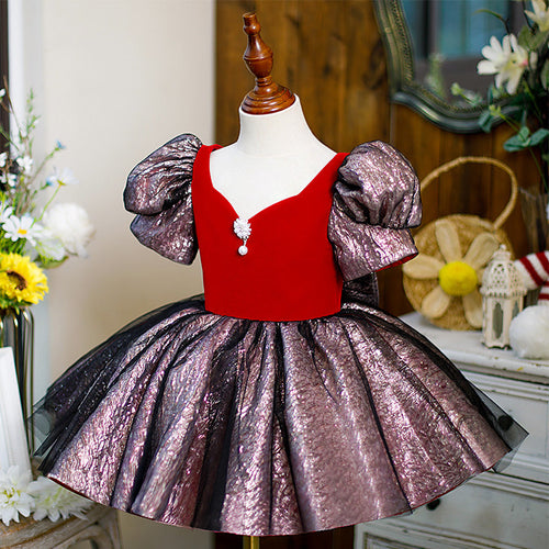 Vestido de verano para niña pequeña, comunión, vintage, con mangas abullonadas, para fiesta de cumpleaños 