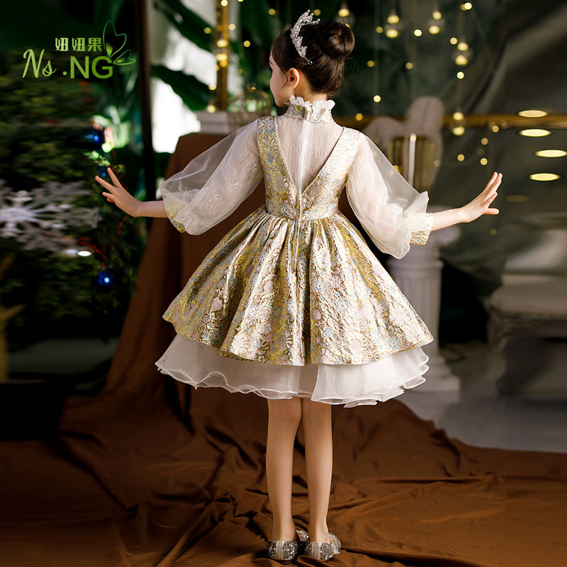Vestido de niña de las flores para comunión, retro, con flores, estilo princesa, para fiesta de cumpleaños 