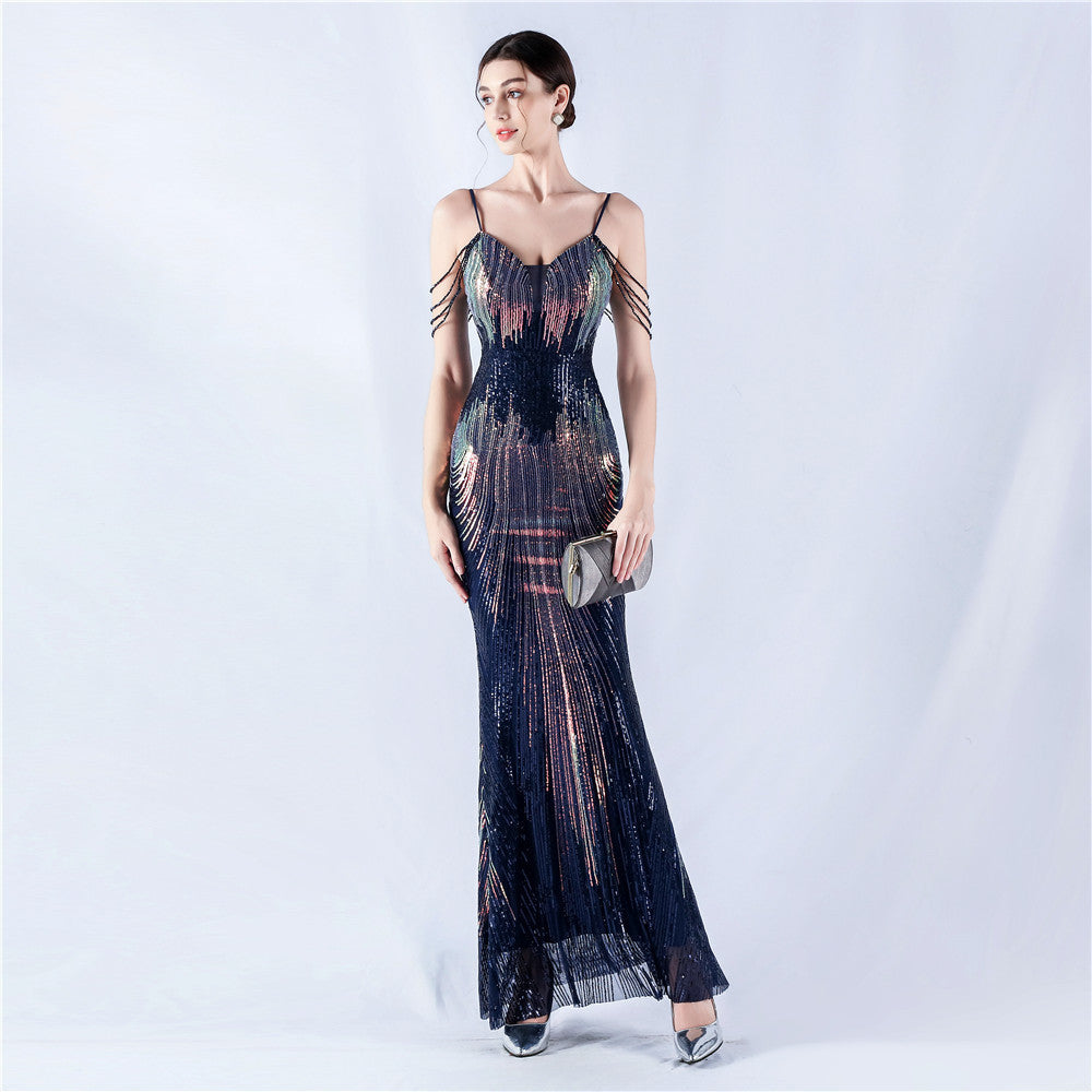 New dress positioning flower bead sheet craft bead suspender evening dress