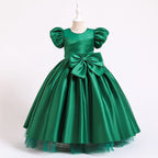 Kommunionkleid für Mädchen, elegant, mit großer Schleife, bauschig, Prinzessinnenkleid, festliches Partykleid 