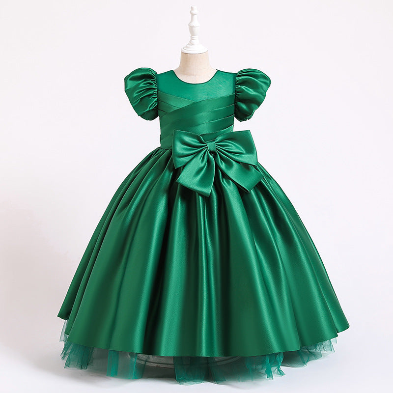 Kommunionkleid für Mädchen, elegant, mit großer Schleife, bauschig, Prinzessinnenkleid, festliches Partykleid 