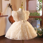 Vestido de lentejuelas con flores para niña, vestido de primera comunión para niña pequeña, vestido de cumpleaños 