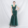 New craft ostrich hair mesh yarn beads high-end long dress skirt