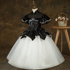 Vestido de primera comunión para niña, vestido de fiesta de cumpleaños infantil con bordado de lentejuelas y fruncido. 