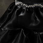 Vestido de comunión para niña, vestido negro de lujo para fiesta de cumpleaños, vestido esponjoso. 