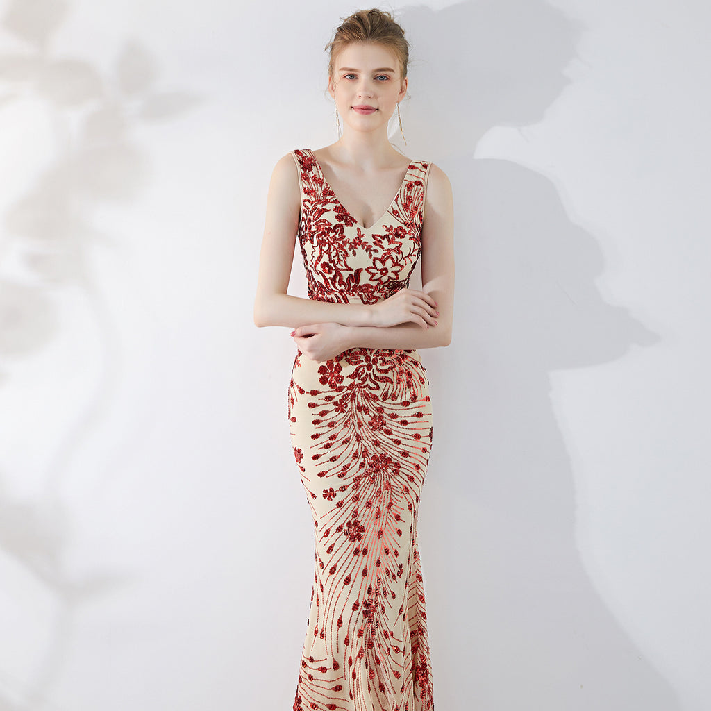 Evening Dress Summer Slim Long Toast Bridal Fishtail Dress Women's Banquet Fashion Dress