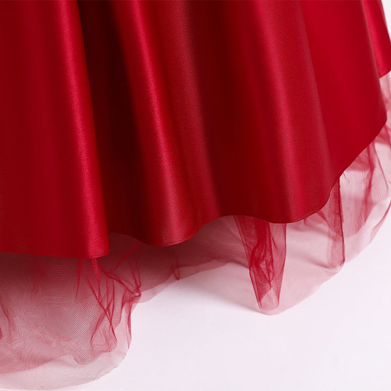 Kommunionkleid für Mädchen, elegant, mit großer Schleife, bauschig, Prinzessinnenkleid, festliches Partykleid 