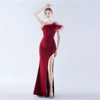 New craftsmanship Order ostrich hair party dinner performance etiquette evening dress