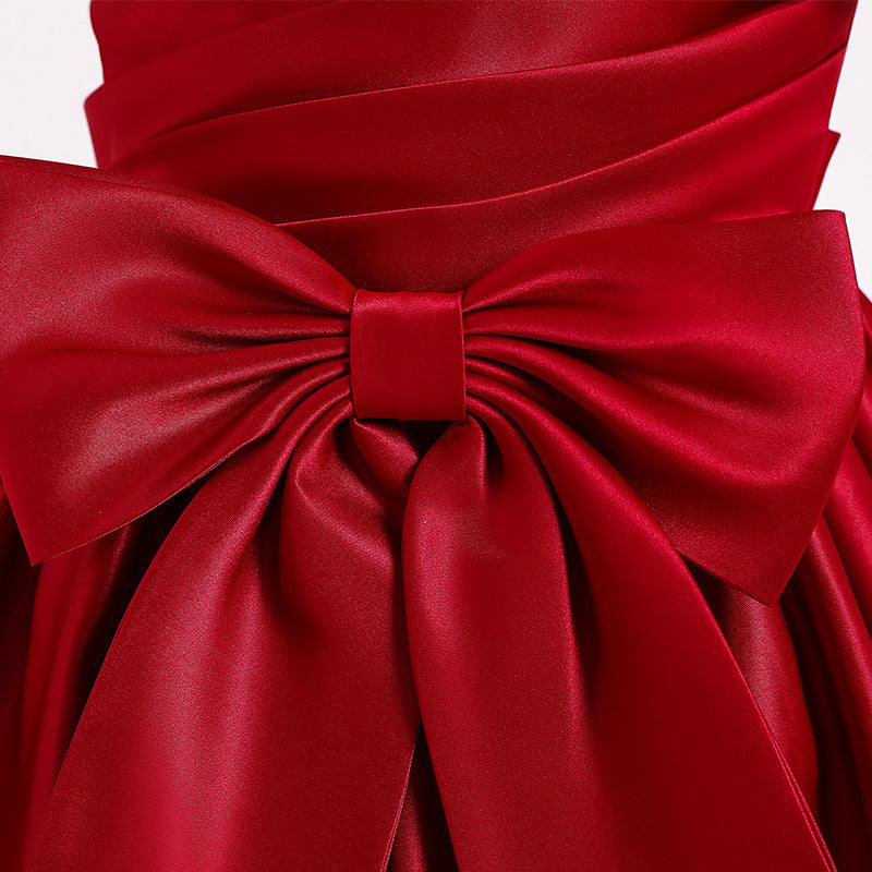 Kommunionkleid für Mädchen, elegant, mit großer Schleife, bauschig, Prinzessinnenkleid, festliches Partykleid 