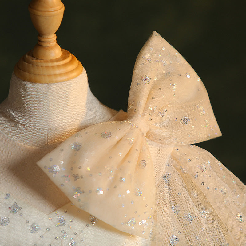 Elegante Kleider für Babys und Kleinkinder mit Puffärmeln zur Erstkommunion und Taufe 