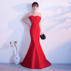 Evening dress long new sexy banquet host tube top fishtail thin short dress women