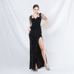 Formal settings fleece bead sheet handmade beaded long evening dress