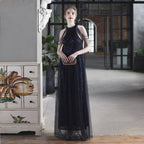Bead mesh toast dress bride long thank you banquet chest wrap big pendulum wedding car model exhibition dress