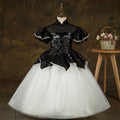 Vestido de primera comunión para niña, vestido de fiesta de cumpleaños infantil con bordado de lentejuelas y fruncido. 