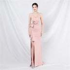 New bridesmaids welcome dinner off-the-shoulder tube top long evening dress