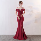 New long and slim bridesmaids evening dress party banquet host performance annual meeting dress