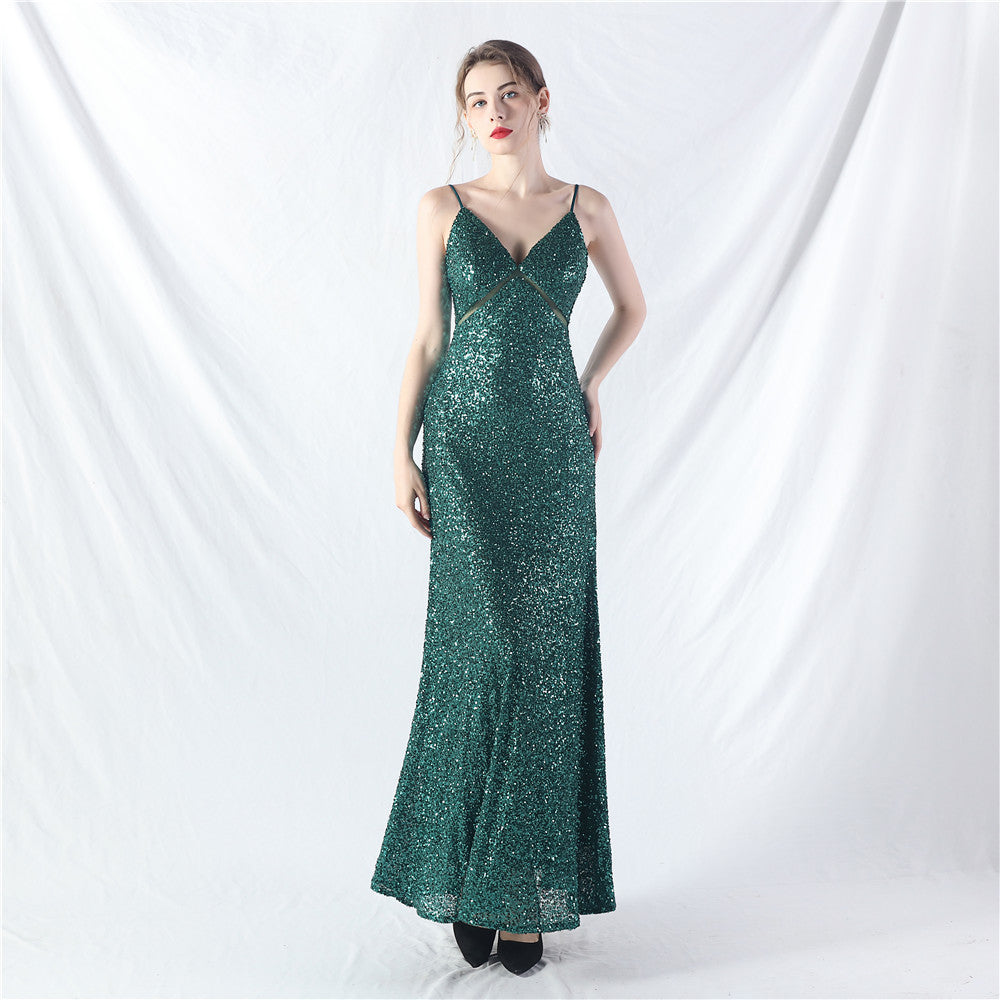 Popular A-shaped pendulum dress can be worn daily sequined long dress