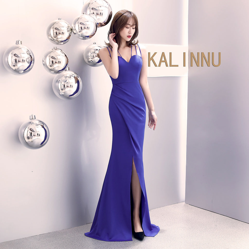 Banquet evening dress winter fashion elegant long sexy suspender slim fishtail black dress dress