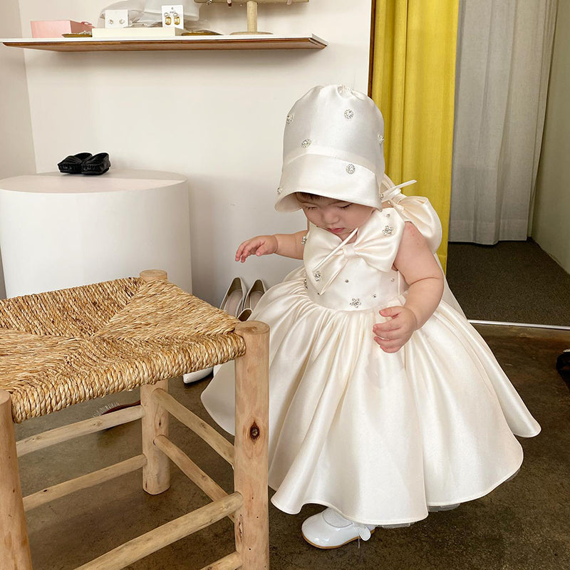 Vestido de niña de las flores para bautizo, comunión, bautizo, sin mangas, para fiesta de cumpleaños 