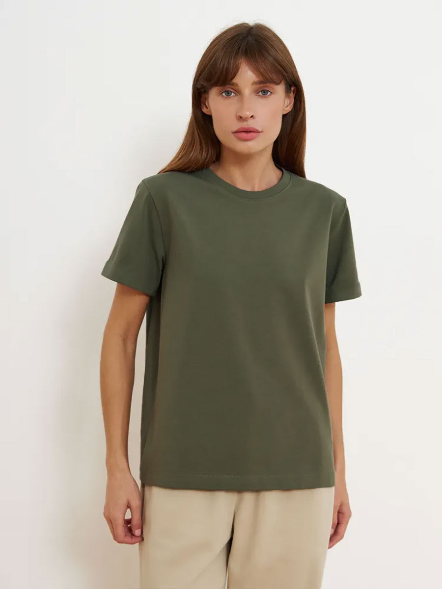 Minimalist Casual Solid Crew Neck T-shirt