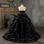 Vestido de comunión para niña, vestido negro de lujo para fiesta de cumpleaños, vestido esponjoso. 