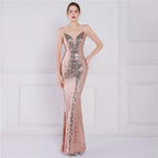 New sequined fishtail long dress performance Internet celebrity event banquet car model etiquette evening dress