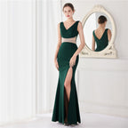 Craft hot diamond model fishtail banquet elegant temperament annual meeting host car model party long dress