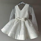 Lindo vestido de desfile de cuentas para niña, vestido de princesa de primera comunión para niña pequeña 
