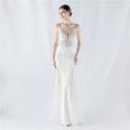 Heavy Industry Hot Drilled Fishbone Vest Lace Lace Bead High Fork Evening Dress