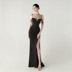 New evening dress fish bone waist lace beads slim formal dinner wedding fishtail evening dress