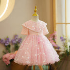 Kleinkind-Abendkleid, formelles Kommunionskleid für Mädchen, Sommerkleid mit Pailletten, Prinzessinnenkleid 