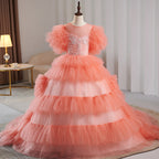 Vestido de primera comunión para niña, color rosa pastel, esponjoso, para fiesta de cumpleaños 