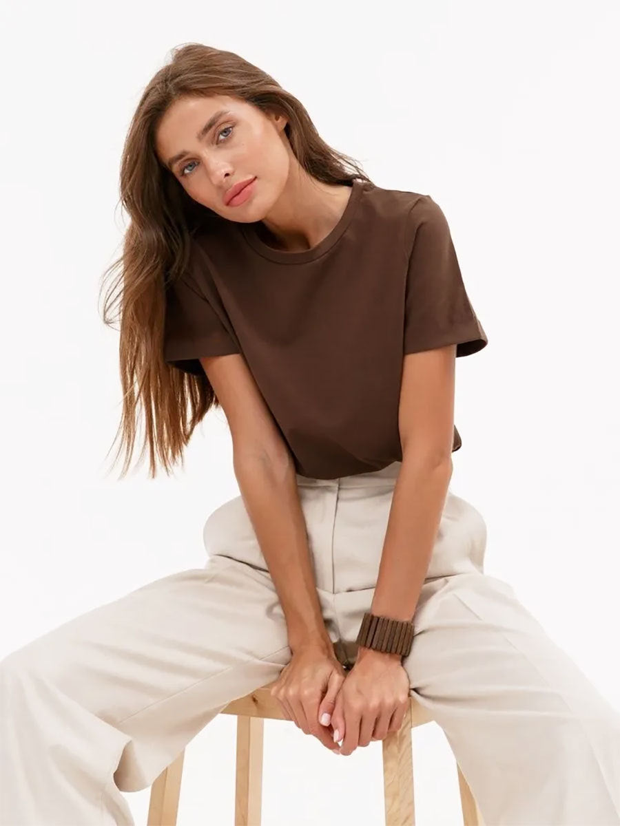 Minimalist Casual Solid Crew Neck T-shirt