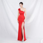Unique fashion order design simple and elegant one-shoulder long dress high-end evening dress