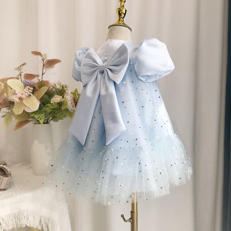 Elegante vestido de princesa con lentejuelas para primera comunión de niñas pequeñas, vestido de cumpleaños para niñas pequeñas 