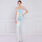 New sequined fishtail long dress performance Internet celebrity event banquet car model etiquette evening dress