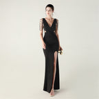 New beaded hot diamond craft slim evening dress, banquet wedding officiant