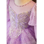 Blumenmädchenkleid, Kinder-Osterkleid, Partykleid, lila Pailletten, bauschiges Prinzessinnen-Kommunionskleid 